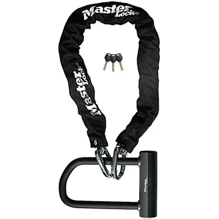 Master Lock Antivol chaîne vélo et mini antivol en U à clé