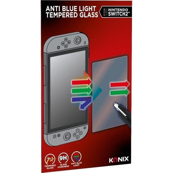 Konix Protection d'écran en verre trempé pour Nintendo Switch 2 - Anti-lumière bleue Konix Protection d'écran en verre trempé pour Nintendo Switch 2 - Anti-lumière bleue