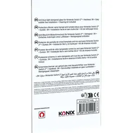 Konix Protection d'écran Verre Trempé 9H Anti-Lumière Bleue Anti-Bulles pour Nintendo Switch 2 - Compatible et Transparent avec Kit de Nettoyage