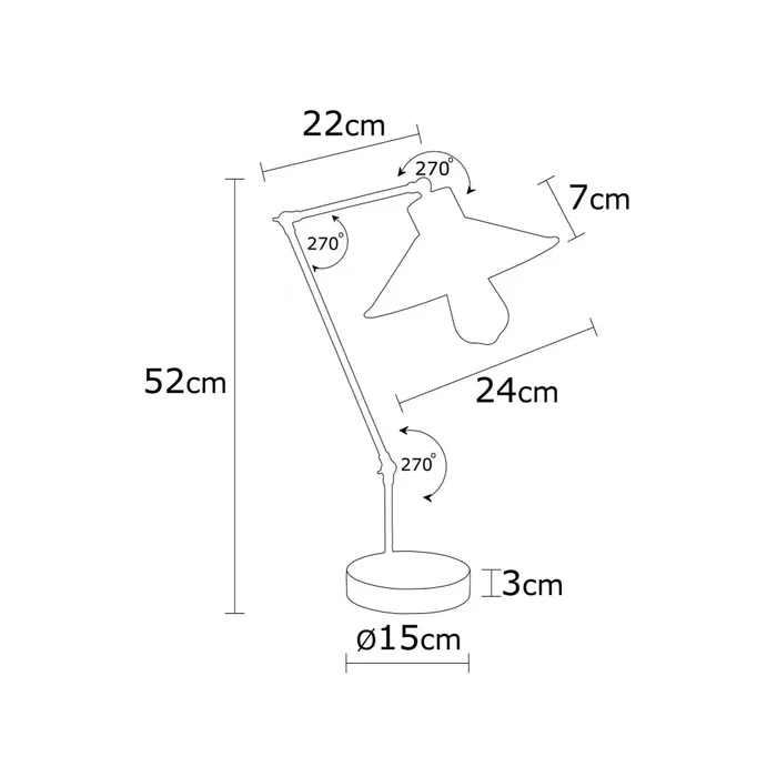 Huanggang Lampe de Table Style Vintage Manavgat Noir - 1 x Douille E27 - Sans Ampoule [OPV-525NOR2120]