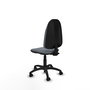 Chaise de bureau Algarra avec mécanisme de contact permanent de base, recouverte de tissu gris. Équipée d'une base en polyamide noir, sans accoudoirs et de roulettes en nylon de 50 mm.