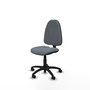 Chaise de bureau Algarra avec mécanisme de contact permanent de base, recouverte de tissu gris. Équipée d'une base en polyamide noir, sans accoudoirs et de roulettes en nylon de 50 mm.