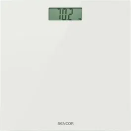Sencor SBS 2301WH - Pèse-personne intelligent, précision 100 g, capacité 150 kg, verre trempé 5 mm, écran LCD large, piles incluses