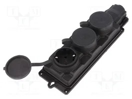 PAWBOL Socle d'alimentation Schuko noir 16A 250V AC IP44