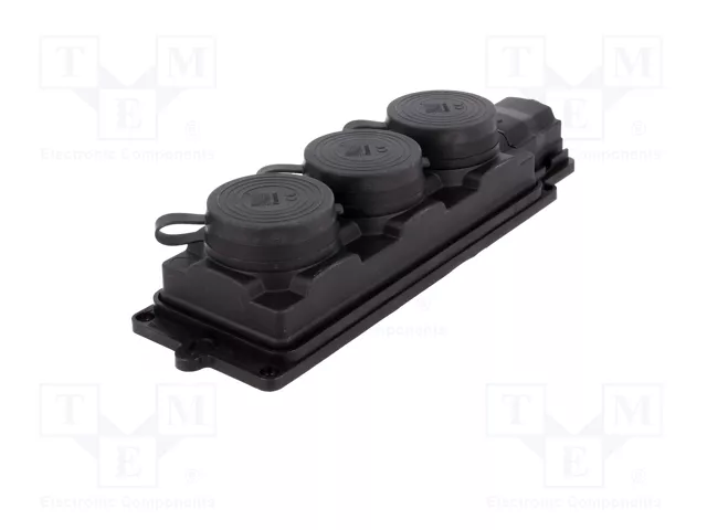 PAWBOL Socle d'alimentation Schuko noir 16A 250V AC IP44