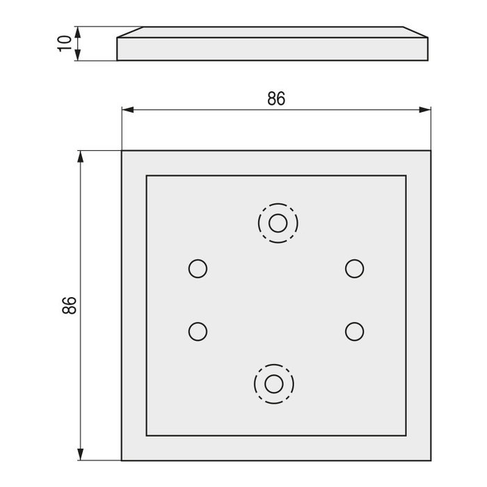 RUJZ Plaque CR pour insertion avec Quaron pour tables en verre 80x80 - Plaque de fixation pour pieds de table, sécurité maximale
