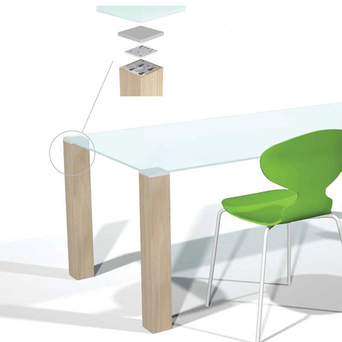 RUJZ Plaque CR pour insertion avec Quaron pour tables en verre 80x80 - Plaque de fixation pour pieds de table, sécurité maximale