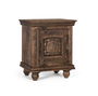 GINER Y COLOMER Table de nuit en bois de manguier massif style rustique avec porte à motif floral, marron foncé - Idéale salon ou chambre
