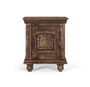 GINER Y COLOMER Table de nuit en bois de manguier massif style rustique avec porte à motif floral, marron foncé - Idéale salon ou chambre