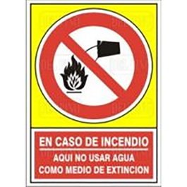 DUVER Signal de sécurité 420x297 mm Ne pas utiliser d'eau en cas d'incendie