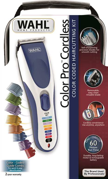 Wahl 09649-016 Tondeuse barbe et cheveux rechargeable filaire et sans fil, precision 1-25 mm, autonomie 60 min, peines colorés