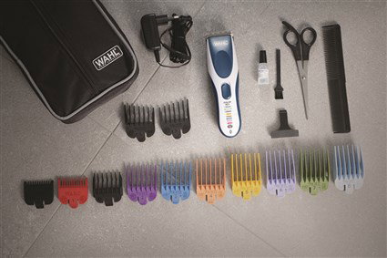 Wahl 09649-016 Tondeuse barbe et cheveux rechargeable filaire et sans fil, precision 1-25 mm, autonomie 60 min, peines colorés