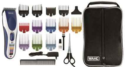 Wahl 09649-016 Tondeuse barbe et cheveux rechargeable filaire et sans fil, precision 1-25 mm, autonomie 60 min, peines colorés