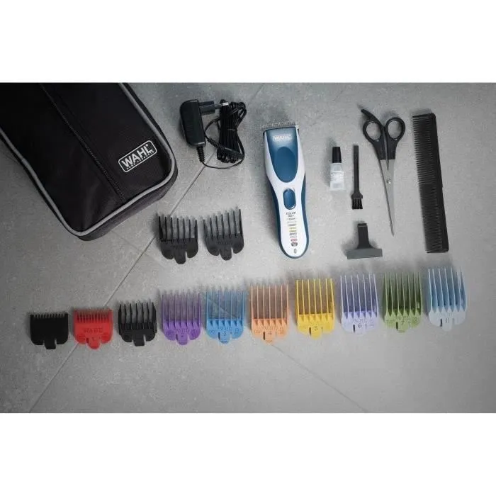 Wahl Tondeuse Cheveux sans Fil Color Pro Cordless, Lames Rinçables, Autonomie 60 min, 2 Guides Couleur Coupe 1-25 mm, 2 Ans Garantie