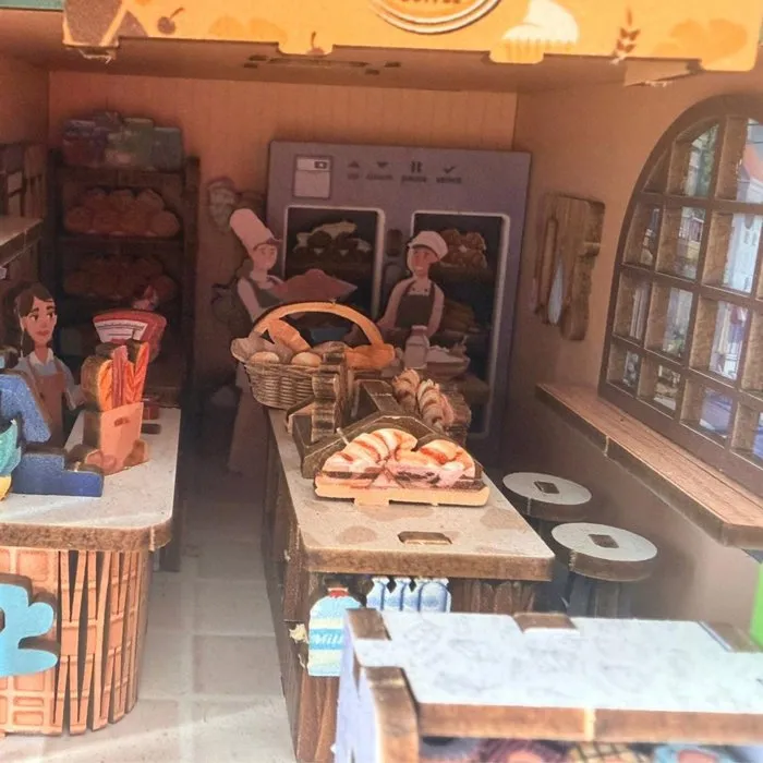 Nookland - Book Nook Kit DIY à Construire, Maquette 3D Serre à Livre Boulangerie, Scène Miniature Chaleureuse - 10 x 19 x印 29 cm