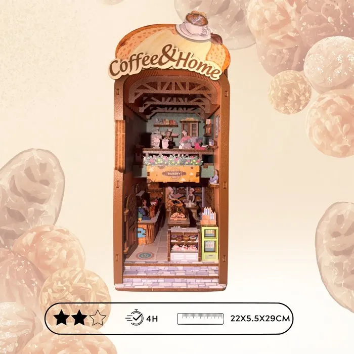 Nookland - Book Nook Kit DIY à Construire, Maquette 3D Serre à Livre Boulangerie, Scène Miniature Chaleureuse - 10 x 19 x印 29 cm