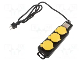 LOGILINK Bloc d'alimentation 3 prises Schuko noir et jaune 1,5m