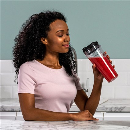 Ninja BN495EU Blender de voyage individuel avec technologie Auto-IQ, 1000 W - 2 gobelets portatifs pour smoothies et boissons froides