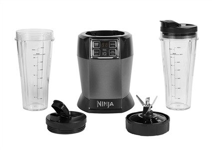 Ninja BN495EU Blender de voyage individuel avec technologie Auto-IQ, 1000 W - 2 gobelets portatifs pour smoothies et boissons froides