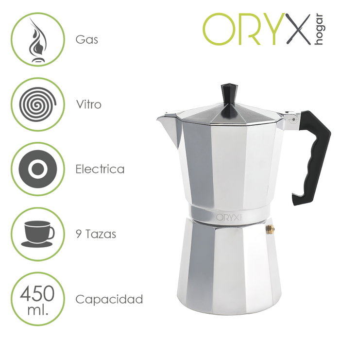 ORYX Cafetière Italienne Classic en Aluminium 9 Tasses (450 ml)