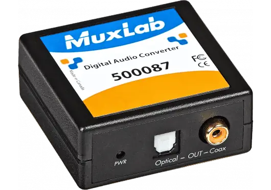 MUXLAB Convertisseur Audio SPDIF Toslink Entrée Sortie Optique 60x60x25 mm