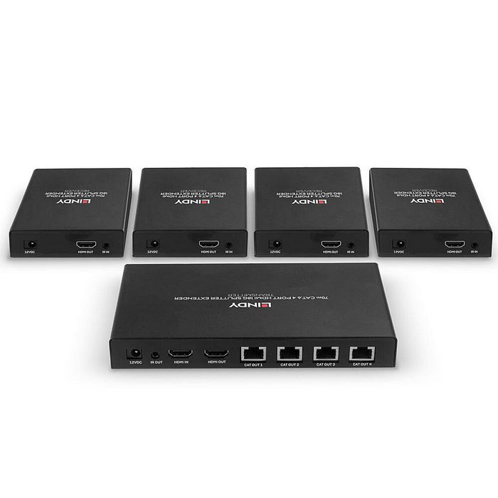 Lindy Splitter Extender Cat.6 4 ports HDMI 4K60 & IR, 70m Lindy Splitter Extender Cat.6 4 ports HDMI 4K60 & IR, 70m