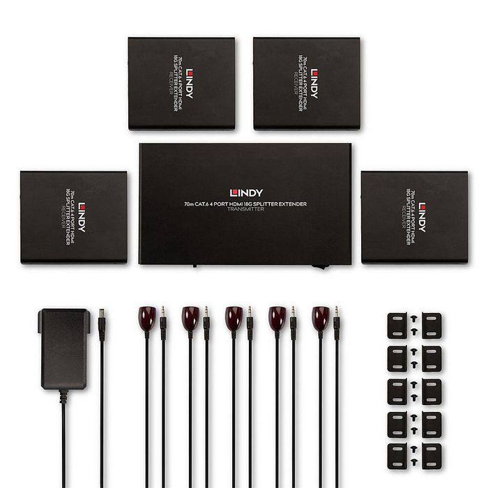 Lindy Splitter Extender Cat.6 4 ports HDMI 4K60 & IR, 70m Lindy Splitter Extender Cat.6 4 ports HDMI 4K60 & IR, 70m