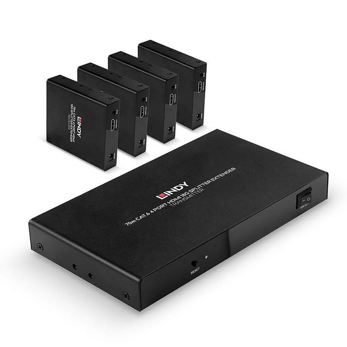 Lindy Splitter Extender Cat.6 4 ports HDMI 4K60 & IR, 70m Lindy Splitter Extender Cat.6 4 ports HDMI 4K60 & IR, 70m