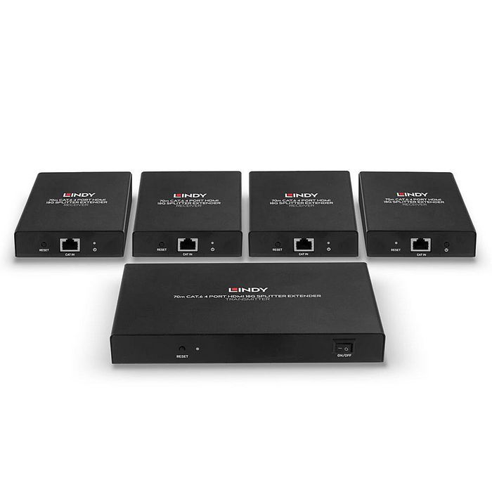 Lindy Splitter Extender Cat.6 4 ports HDMI 4K60 & IR, 70m Lindy Splitter Extender Cat.6 4 ports HDMI 4K60 & IR, 70m