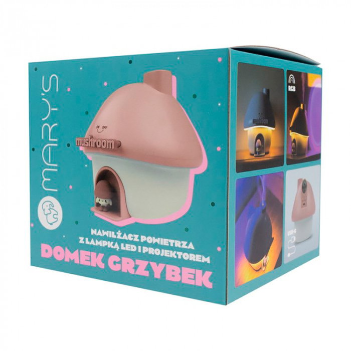 Mary´S Humidificateur champignon rose avec LED RGB et projecteur