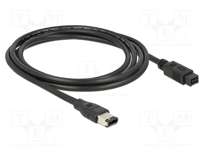 DELOCK Câble FireWire 6pin vers 9pin, 2m, noir DELOCK Câble FireWire 6pin vers 9pin, 2m, noir