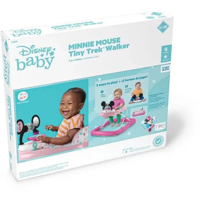 Disney Baby - Trotteur évolutif et pliable 2-en-1 Minnie avec jouet d'éveil amovible - Cadeau pour bébé fille
