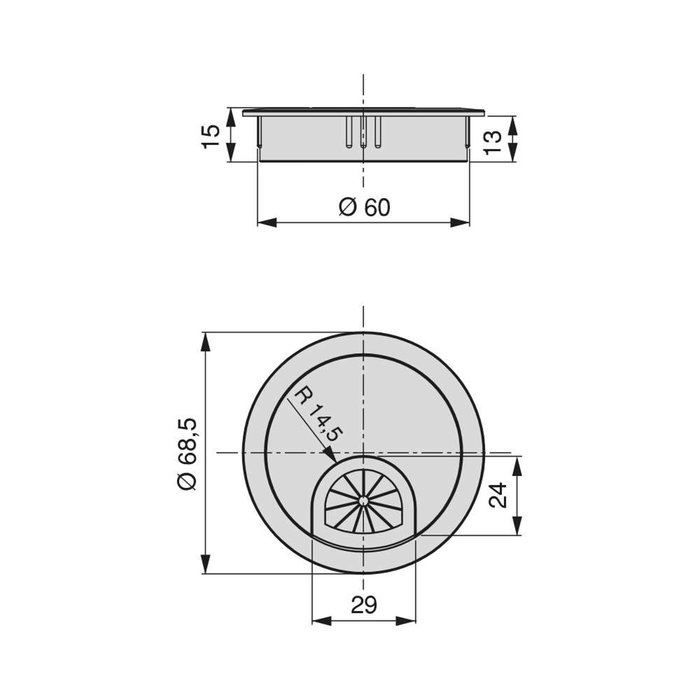 Emuca Lot de 8 passe-câbles circulaires, diamètre 60mm, à encastré Zamak, Chromé Emuca Lot de 8 passe-câbles circulaires, diamètre 60mm, à encastré Zamak, Chromé
