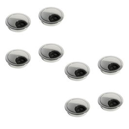 Emuca Lot de 8 passe-câbles circulaires, diamètre 60mm, à encastré Zamak, Chromé