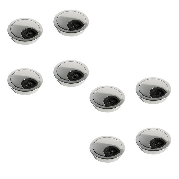 Emuca Lot de 8 passe-câbles circulaires, diamètre 60mm, à encastré Zamak, Chromé Emuca Lot de 8 passe-câbles circulaires, diamètre 60mm, à encastré Zamak, Chromé