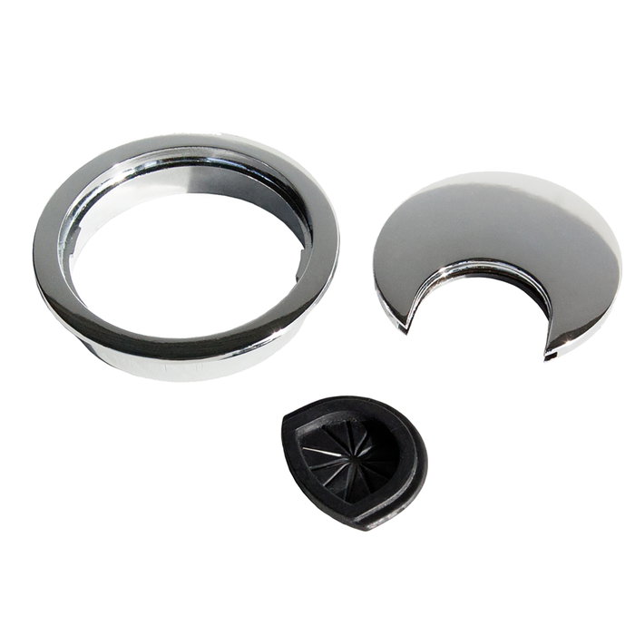 Emuca Lot de 8 passe-câbles circulaires Ø 60 mm, Chromé, Zamak Emuca Lot de 8 passe-câbles circulaires Ø 60 mm, Chromé, Zamak