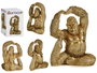 Giftdecor Gorille Yoga Pied Vers le Haut Doré Résine 14x30x25 cm (Set de 3)