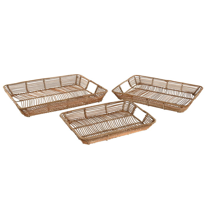 Jeux de plateaux Home ESPRIT Naturel Métal 44 x 32 x 6 cm (3 Unités)