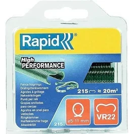 Rapid VR22 - Agrafes pour grillage en acier plastifié vert - Lot de 215 agrafes - Compatible agrafeuse manuelle pour câble