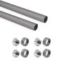 Emuca Lot de 2 rails ronds pour armoires D.28mm longueur 0.75m avec supports, Aluminium et Zamak, Titane