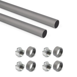 Emuca Lot de 2 rails ronds pour armoire D.28mm, longueur 0.75m, Titane