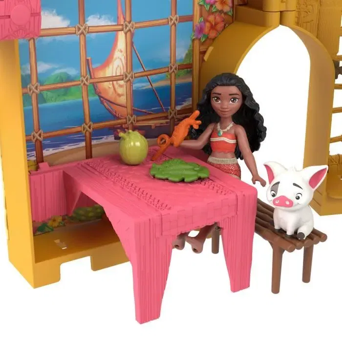 Disney Princess Coffret de maison de poupée Vaiana Histoires à empiler avec poupée Vaiana, Hei Hei, Pua et 9 accessoires - MATTEL