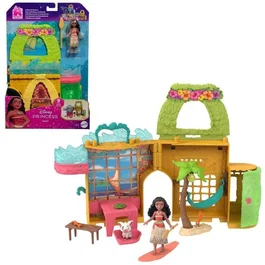 Disney Princess Coffret de maison de poupée Vaiana Histoires à empiler avec poupée Vaiana, Hei Hei, Pua et 9 accessoires - MATTEL