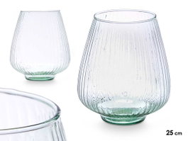 GIFTDECOR Vase en verre recyclé rayé 25 cm