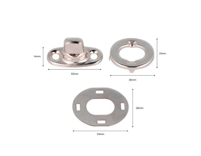 Innspiro Lot de 5 Fermoirs Tourniquet Ovales Zamak Nickel 33x21 mm