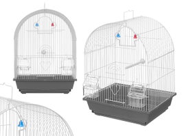 MASCOW Cage ronde en métal blanc et gris