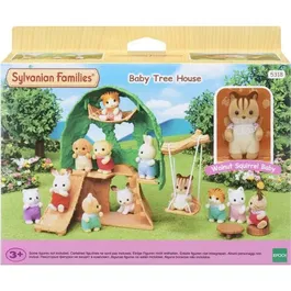 Sylvanian Families La Cabane des Bébés - Figurine Bébé Écureuil Roux Ambrose avec Toboggan, Balançoire et Hamac - Jouet Enfant 3 Ans et Plus
