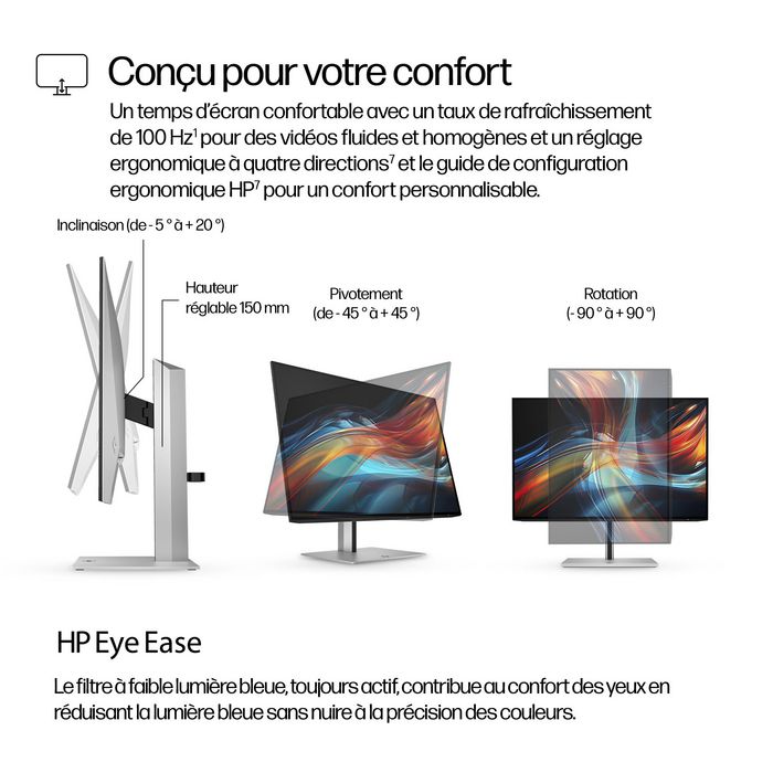 HP Moniteur Série 7 Pro 724pu 24 pouces WUXGA Argent