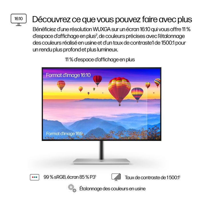 HP Moniteur Série 7 Pro 724pu 24 pouces WUXGA Argent