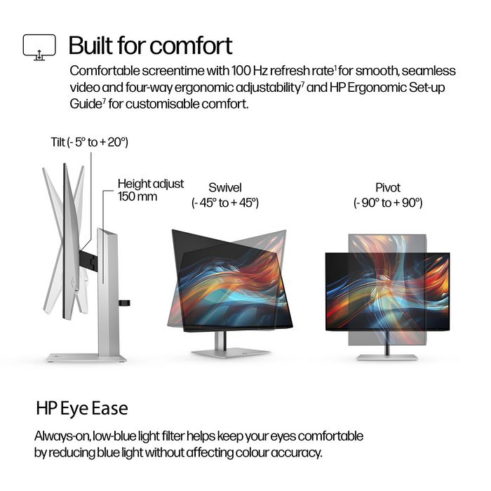 HP Moniteur Série 7 Pro 724pu 24 pouces WUXGA Argent